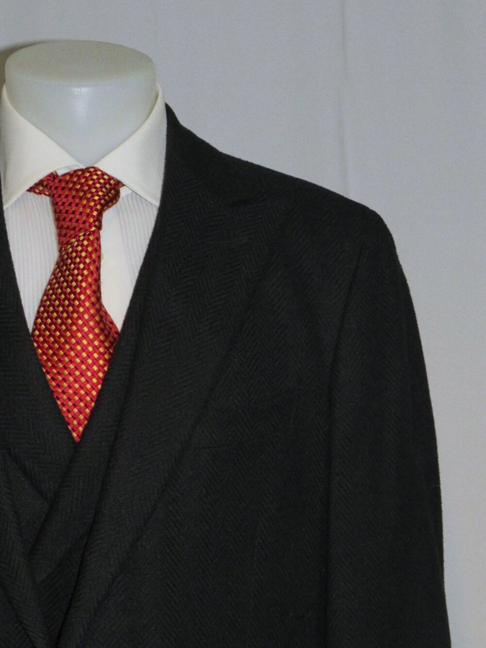 Polo Ralph Lauren x Corneliani Black Herringbone 100% Silk Three Piece Suit 46R